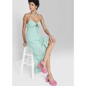 Women's Sleeveless High-Low Hem Chiffon Dress - Wild Fable Aqua Green XS NWT